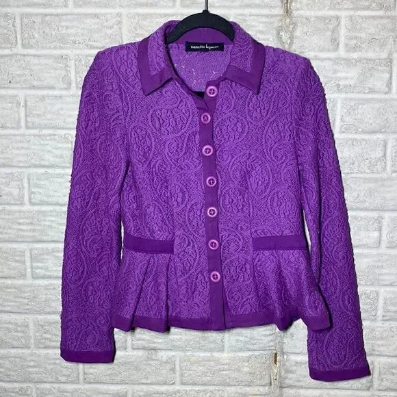 MSRP $448 Nanette Lepore Summer Flame Lace Peplum Jacket Women's Size 4 - Picture 3 of 10